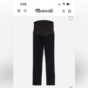 Madewell Maternity Over-the-Belly Stovepipe Jeans in Black Rinse Wash - Size 27